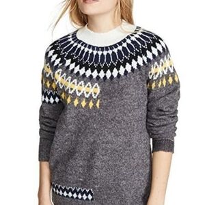 DNA Couture Gray and White Nordic Crew Neck Sweater